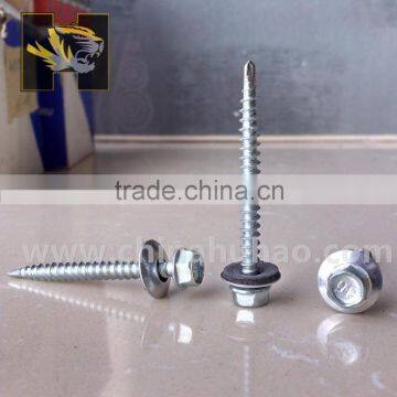 #3 #4 drill end hexgon flange with black EPDM washer self drilling screw