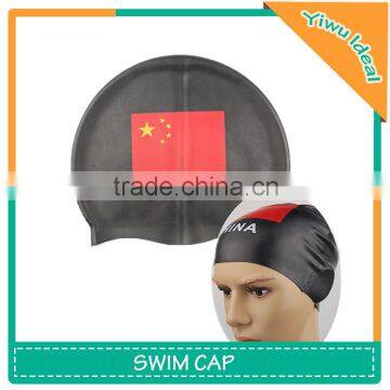 Chinese National Adult Funny Silicone Flag Swim Cap