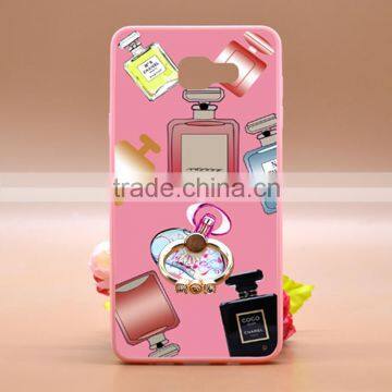 For Samsung A710 Phone Case Prefume Printing Slim TPU+PC 2-in-1 Hybrid Pattern With Ring Bracket