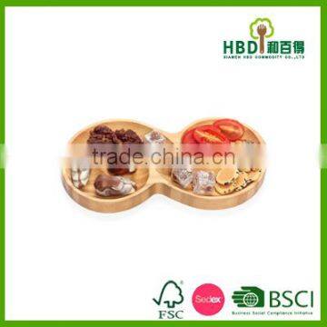 Hot selling S-curved wood bamboo food tray