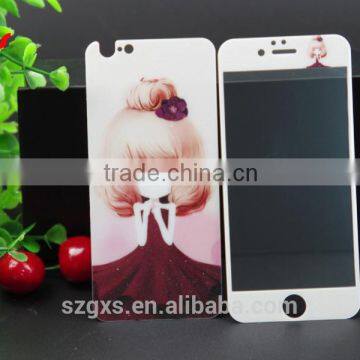 Beautiful Cartoon Mobile Phone Protective Case Front and Back Tempered Glass Screen Protector for Iphone 5