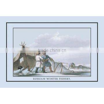 Russian Winter Fishing 12x18 Giclee on canvas