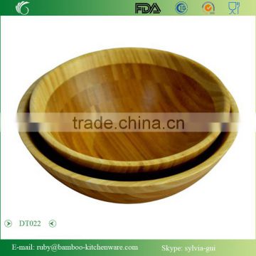 DT022/ 2016 Unique Two Color Tone Large Bamboo Wooden Serving Party Fruit Bowl