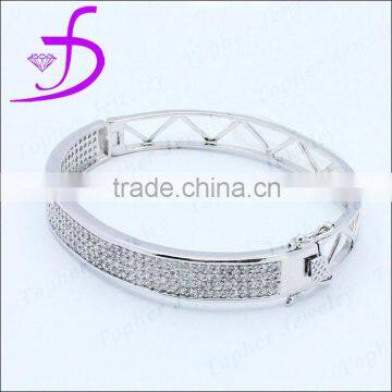 Wholesale 925 Sterling Silver Micro Pave Setting Cubic Zirconia Elegant Bangle