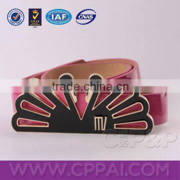 New design pink fancy belt with custom butterfly epoxy buckles