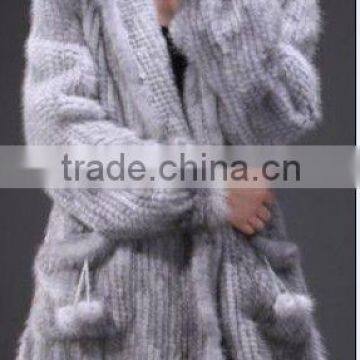 2015 hot selling genuine knitted mink fur coat for women MC21