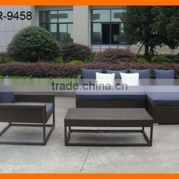 Outdoor Indoor Rattan Corner Sofa Set Sectional With Aluminium Frame