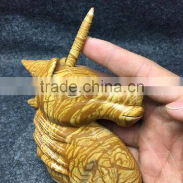 Natural Woodstone Crystal Unicorn for Crafts, Semi Precous Stone Goden Quartz Unicorn photo-2