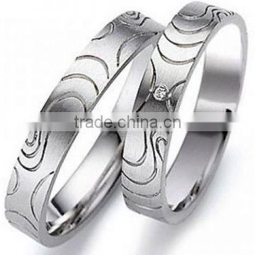 Titanium Engagement Ring Couple Wedding Band with diamonds