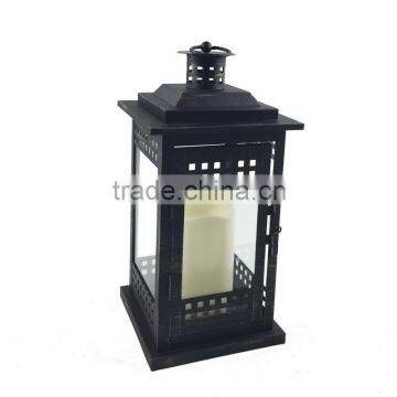 New Design Black Golden Brush LED Metal Candle Lantern photo-2