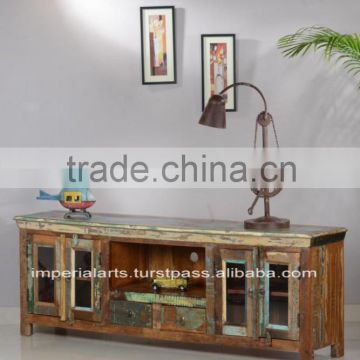 Recycled wood glass TV unit