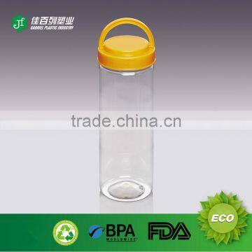 Wholesale Cheap Price 500ml Food Container With Convenient Handle Lid Plastic Bottle Transparent Plastic Jar