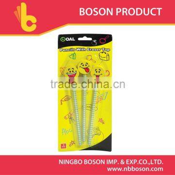 3 pcs pencil with smile eraser top