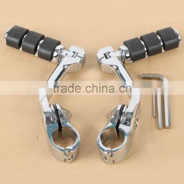 360 Degree Adjustable Highway Footpeg Footrests For Universal 32mm Chrome photo-2