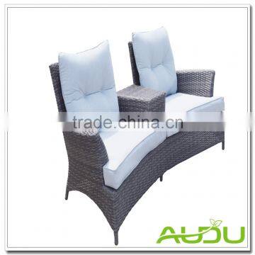 Couple Lovest Double Man Half Round Wicker Rattan Lounger photo-3