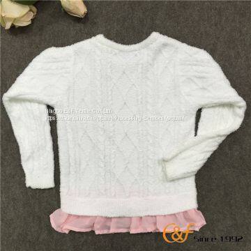 Falbala Long Sleeves Special Cable Pattern Sweater for Girl photo-2