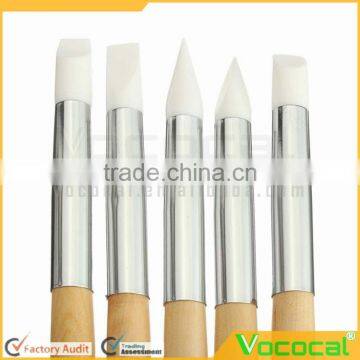 5 Pcs DIY Silicone Head Wooden Handle Nail Art Carving Painting Design Gel Brush Pen Nail Art Salon Tool Set photo-6