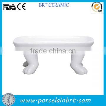 Creative white feet stand ceramic Shower Soap Dish