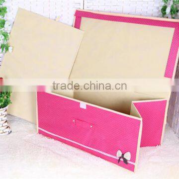 N494 Household Non Woven Box Foldable Bowknot Polka Dot Storage Box photo-2