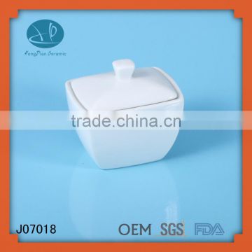 white square ceramic canister,wholesale sugar pot with lid,Factory supply high quality ceramic spice canister