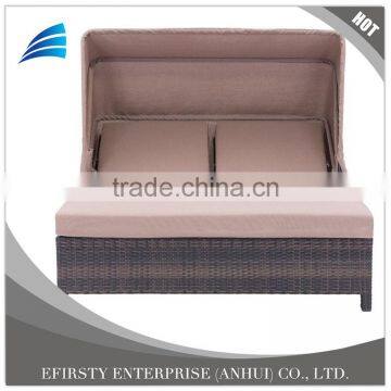 Outdoor Sunbed With Canopy Garden Set PE Rattan Garden Furniture photo-3