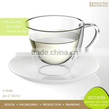 Custom Unbreakable Borosilicate Clear Double Wall Glass Tea Cup photo-3