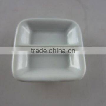 white porcelain square divided dish