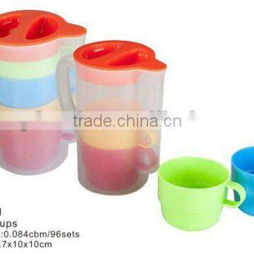 cheap plastic jug with cups