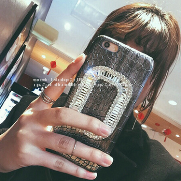 Imitation PU Leather Hard Cell Phone Cover Case Shell Diamond Mobile Phone Cases for IPhone7/7Plus/6/6s/6plus/6splus photo-5