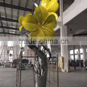 Large Outdoor Stainless Steel Flower Decoration in Yellow Color for Sale photo-2