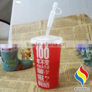 Customized Logo Plastic Tumbler With Lid and Straw photo-2