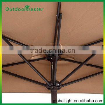 Outdoor 9FT Tan Steel Half Patio Umbrella With Crank