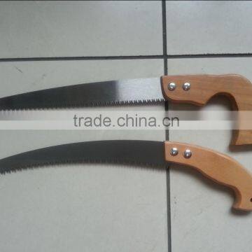 curved pruning saw with wooden handle