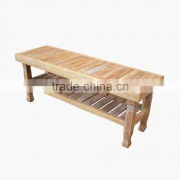 Teak Bench Whitewashed Japan Natural photo-4