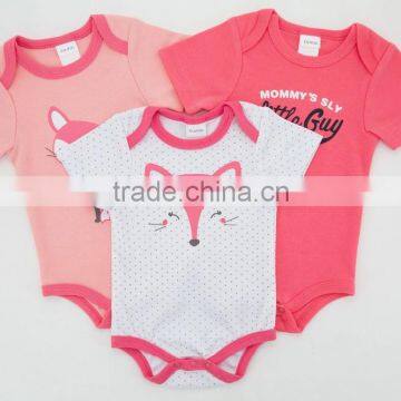 Fashion Fox Style Girl Rompers Short Sleeve 100% Cotton Newborn Baby Clothes Wholesale photo-2