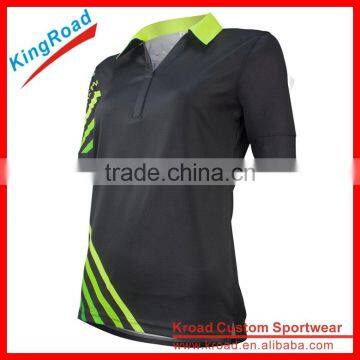 Wholesale china sports quick dry women/lady golf polo shirts with neon green