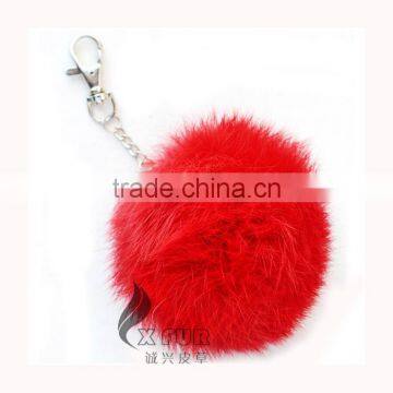 CX-R-36 Wholesale Fur Key Ring Real Rabbit Fur Balls photo-3