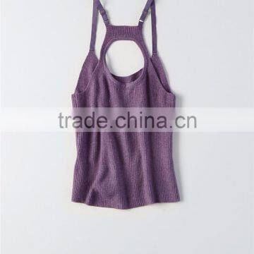 MGOO Fashion Cutting Crop Top Fitness Wholesale Back Cutout Sweater Tank Top With Adjustable Straps photo-5