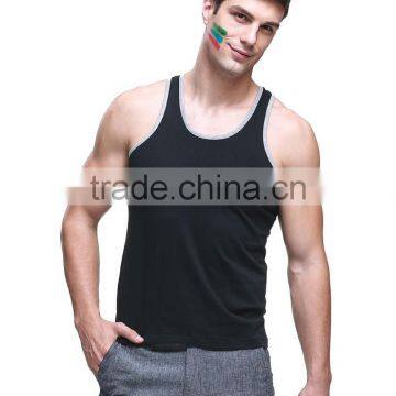 Stretch Comfortable Black Plain Sport Tank Tops photo-2