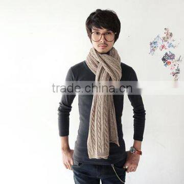 Korean style cable knitted merino wool neckwarmer men