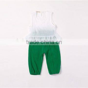 Wholesale Children's Boutique Clothing Sets Vest Shirt Pure Color Muslin Pants photo-5