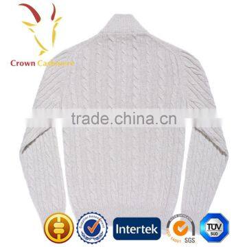 Men Cable Knit Zipper Cashmere Sweater photo-2