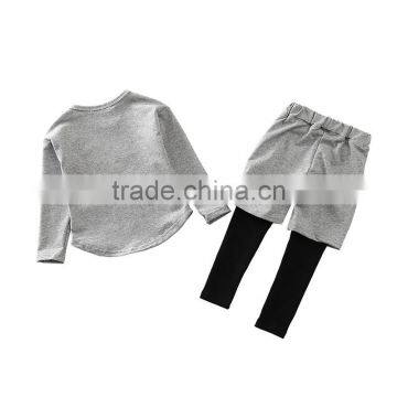 2017 New Arrival Kids T-shirt+pants Boutique Baby Wear Cotton Child Girls Clothing Set