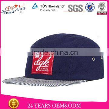 100%Cotton custom bill navy blue 5 panel plain cap