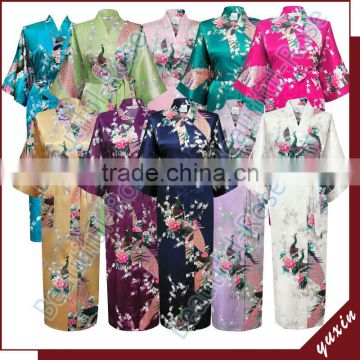 Woman long Style Satin Kimono Robes 14 colors size large size PC034