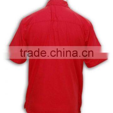 100% Cotton Design China Made Short Sleeve Red Mens Lightweight Cotton Shirts photo-3