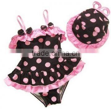 Baby Girls Summer Child Swimwear 2pcs Polka Dots Halter Seaside Swimsuit/Little Girls Swimsuits