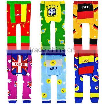 Hot Sale Girls And Boys PP Pants Cooton With World Cup Pattern Knit Children Leggings For Toddle Wear Free Shipping SC40822-7