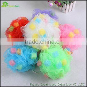 Super soft body bath sponge PE mesh pouf bath sponge