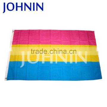 Customizable size cheap 100%polyester purple yellow blue pansexual flag